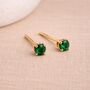 Solid 9ct Gold May Emerald Birthstone Stud Earrings – 4mm, thumbnail 1 of 3