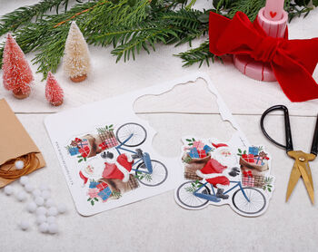 Vintage Christmas Bunting With 15 Santa On A Bike Flag Design, 6 of 6
