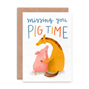 'Missing You Pig Time' Greetings Card, 2 of 2