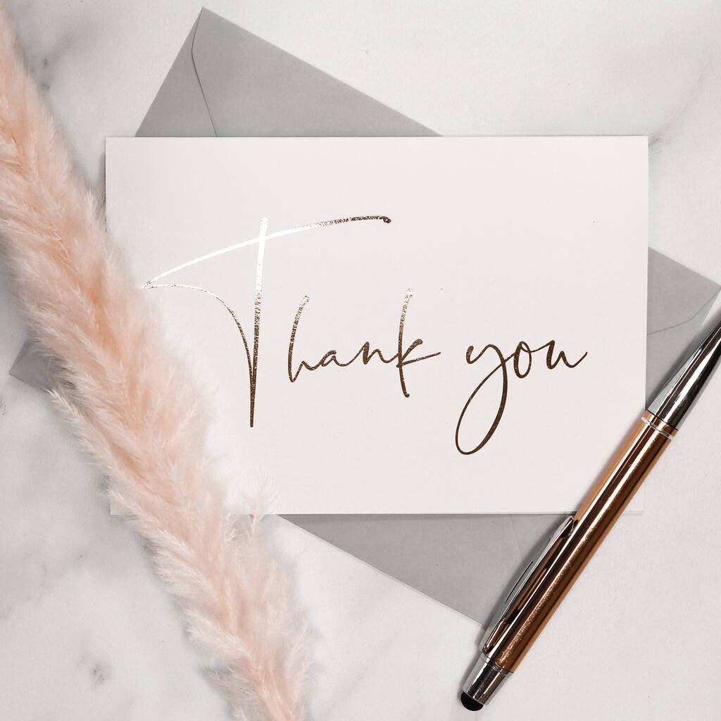 Thank You Card Pack White And Gold Foil