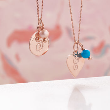Rose Gold Vermeil Monogram And Birthstone Necklace, 9 of 9