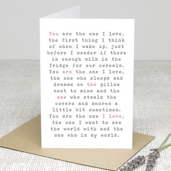 'the One I Love' Greetings Card By Slice Of Pie Designs ...