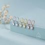 Double Prong Cz Huggie Hoop In Sterling Silver, thumbnail 3 of 11