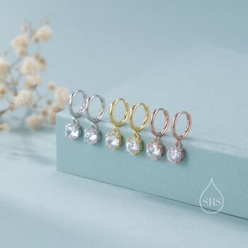 Double Prong Cz Huggie Hoop In Sterling Silver, 3 of 11