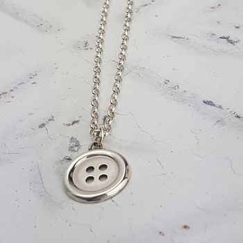 Silver Button Pendant With 18' Silver Chain, 6 of 10