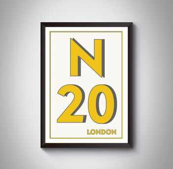 N20 Barnet London Postcode Typography Print, 4 of 10
