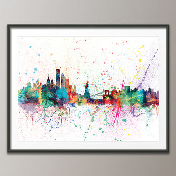 New York Skyline Cityscape Paint Splashes Print, 3 of 5
