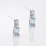 Blue Topaz Pearl Drop 925 Sterling Silver Stud Earrings, thumbnail 1 of 2