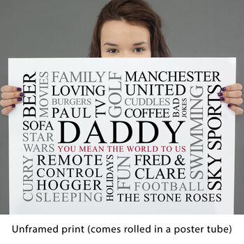 Personalised Dad's Favourites Word Art Print, 2 of 8