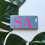 Grey And Neon Pink Monogram Phone Case, thumbnail 1 of 7