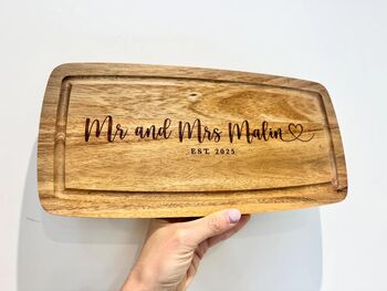 Mr And Mrs Wedding Engraved Chopping Charcuterie Board, 2 of 6