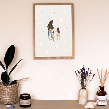 Mother And Children Illustration Wall Print, 2 of 2