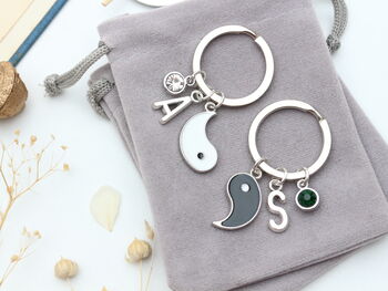 Personalised Yin And Yang Keyring Set Matching Keyrings, 8 of 10