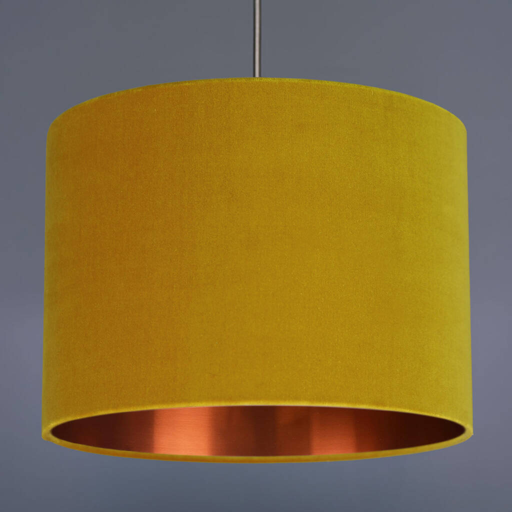 Mustard Gold Velvet Lampshade Choice Of Metallic Lining By Quirk