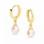 Gold Plated Sterling Silver Freshwater Pearl Huggie Hoop Earrings – 7mm Pearls, thumbnail 5 of 6