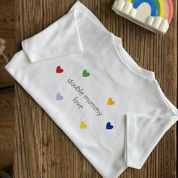 Double Mummy Love Hearts Children's T Shirt, 3 of 3