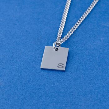 Silver Square Necklace Pendant Engravable, 7 of 12