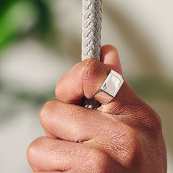 Personalised Initials Large Square Silver Signet Ring, 2 of 11