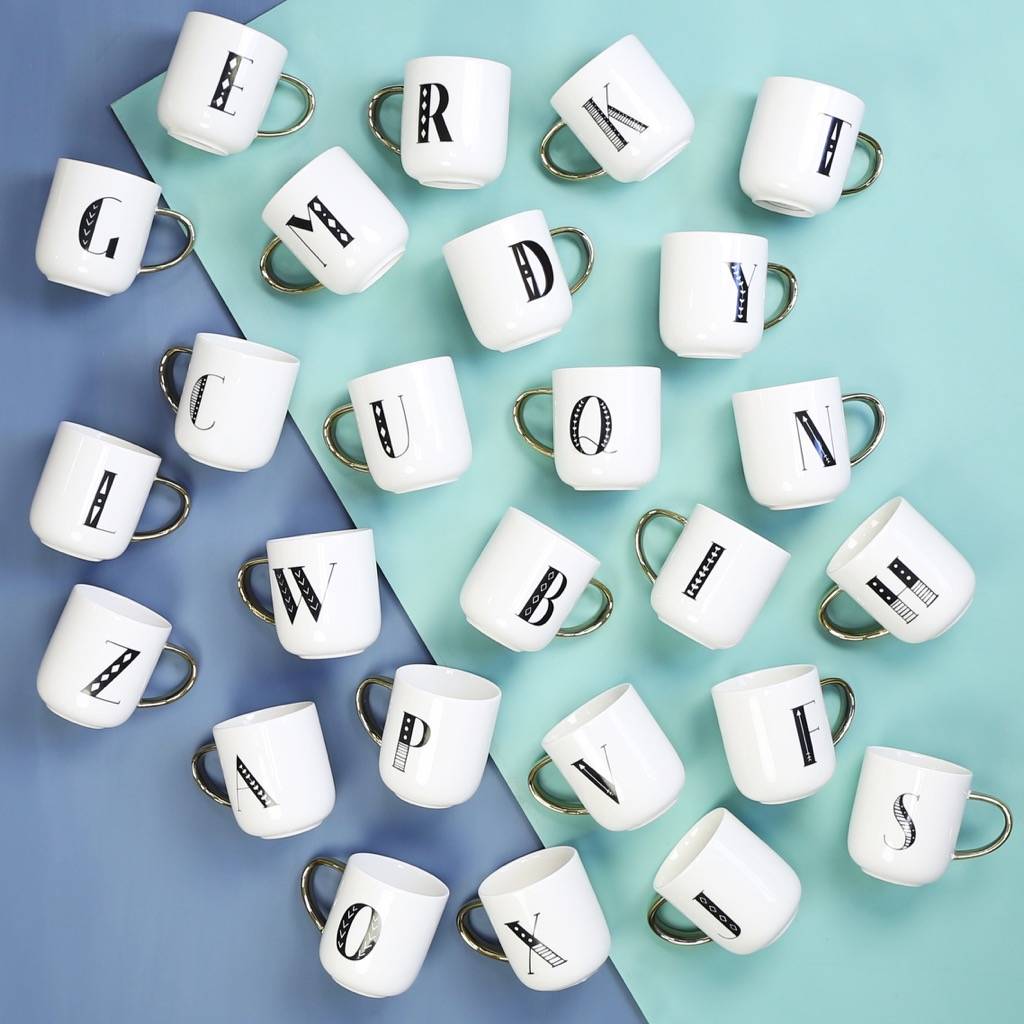 ceramic letter mug by lisa angel