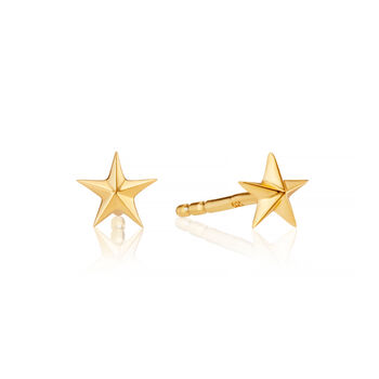 Tiny 3D Star Studs In Gold Vermeil, 2 of 3