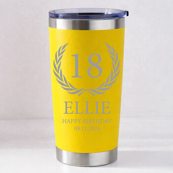 Personalised Birthday Crest Travel Cup – Double Wall Insulated, 2 of 12