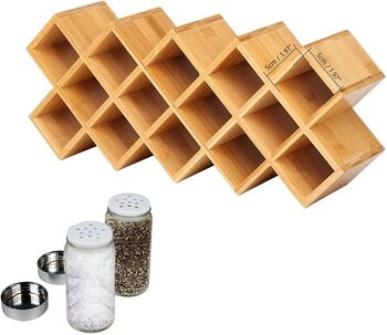18 Compartments Bamboo Spice Rack Countertop Organizer, 4 of 5