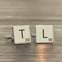 Personalised Vintage Style Letter Tile Cufflinks, thumbnail 2 of 3