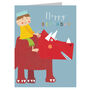 Mini Boy On A Dinosaur Birthday Card, thumbnail 2 of 4