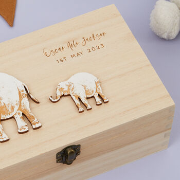 Personalised New Baby Elephant Memory Box Gift, 2 of 4
