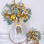 Blue And Yellow Dried Flower Bouquet With Daisies, thumbnail 2 of 7