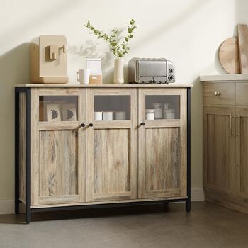 Sideboard With Glass Doors And Steel Frame, 2 of 9