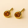 Gold Plated Sterling Silver November Citrine Birthstone Stud Earrings, thumbnail 1 of 3