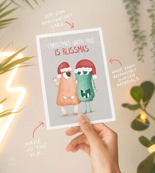 Blissmas Cute Christmas Card For Husband Wife Partner, 2 of 4