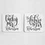 Personalised 'One Lucky Mr' 'Future Mrs' Coaster Set, thumbnail 2 of 2