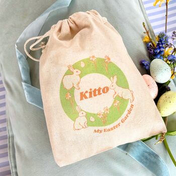 Personalised Easter Gift Bag With Seeds: Vintage Bunny Wreath, 5 of 5
