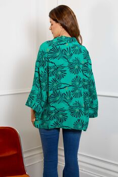 Japanese Pine Needle Print Green Short Light Weight Kimono, 2 of 7