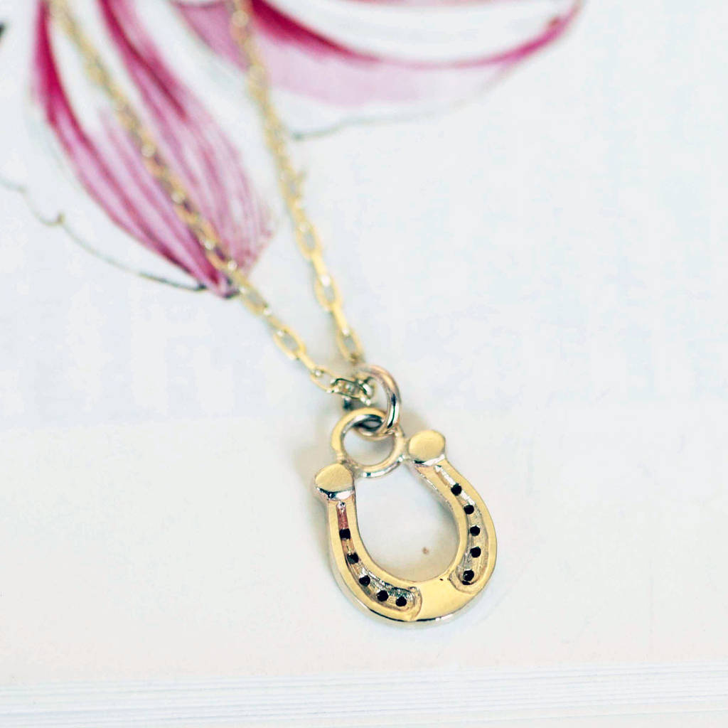 gold horseshoe necklace by heather scott jewellery