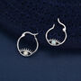 Aqua Green Opal Eye Hoop Earrings In Sterling Silver, thumbnail 5 of 11