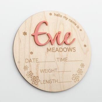 Personalised Baby Name And Stats Announcement Plaque, 6 of 12