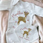 My First Christmas Hand Drawn Reindeer Baby Outfit, thumbnail 2 of 6