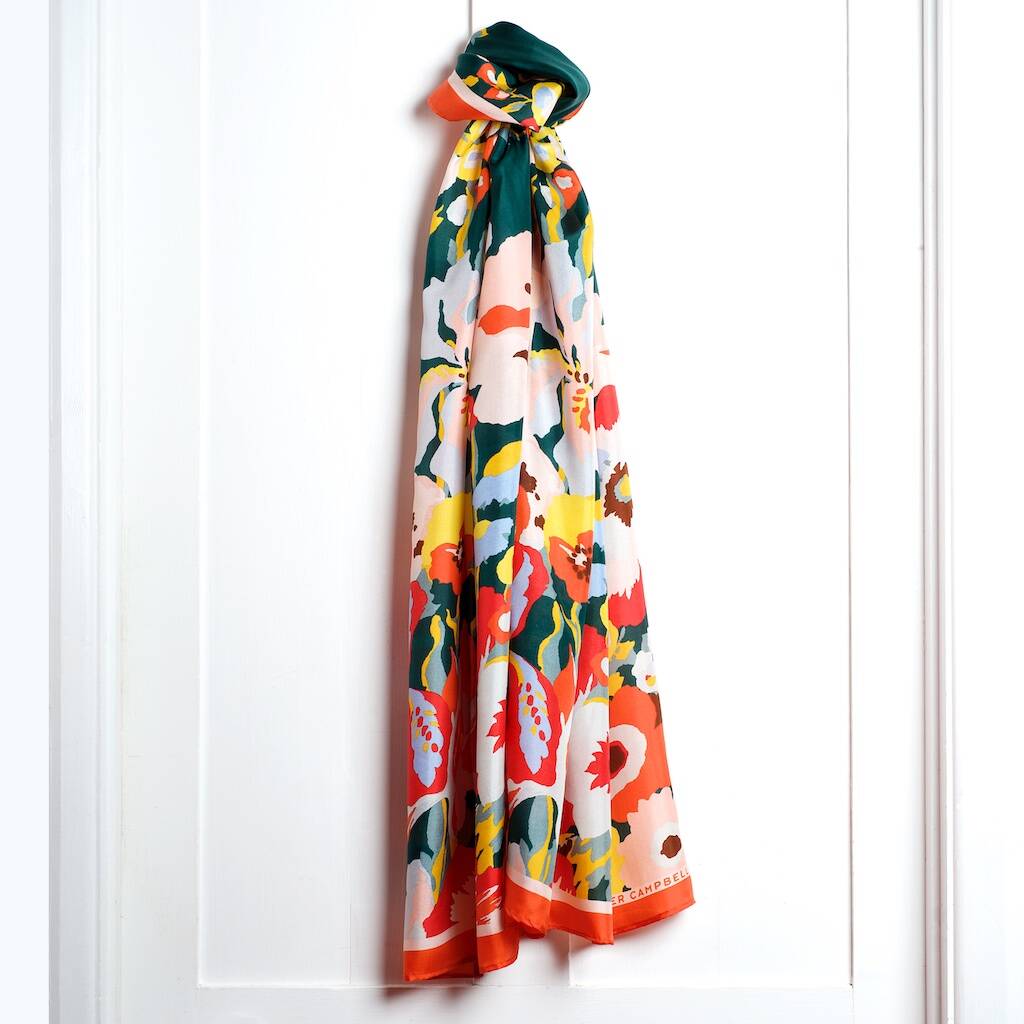 Secret Garden Paprika Silk Scarf, 1 of 9