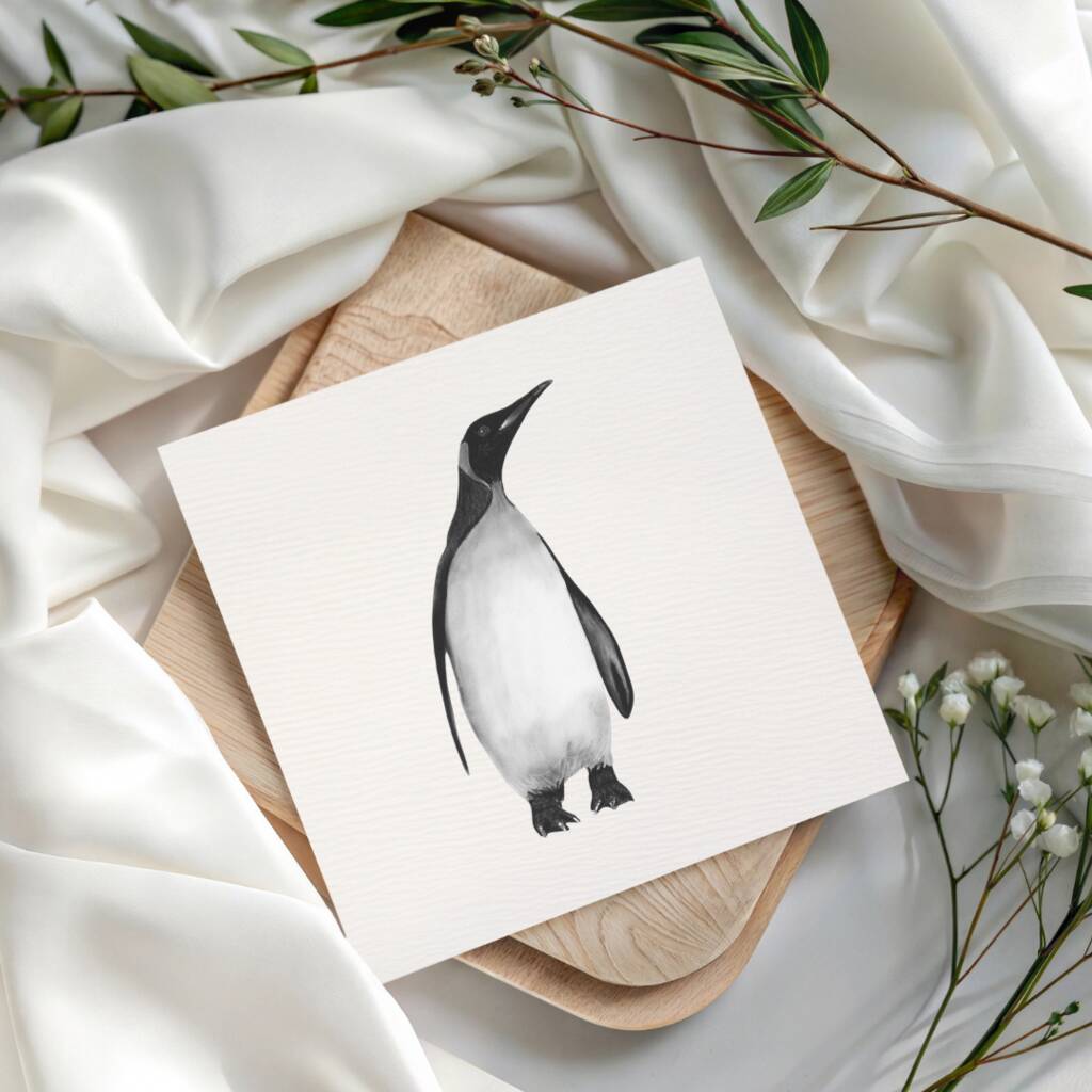 Charming Hand Drawn Penguin Greeting Card, 1 of 6