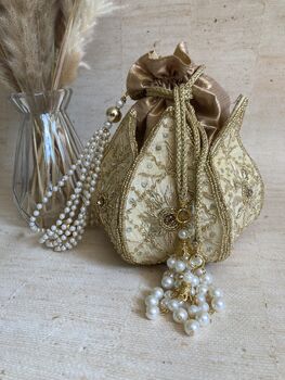 Light Gold Potli/Wrist Bag, 4 of 6