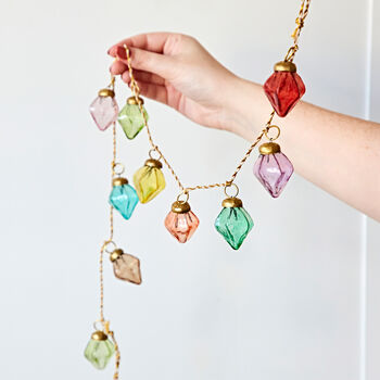 Mirai Pendent Coloured Recycled Glass Bauble Garland, 2 of 5