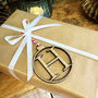 Personalised Oak Veneer Initial Christmas Bauble Gift Wrapping, thumbnail 1 of 5