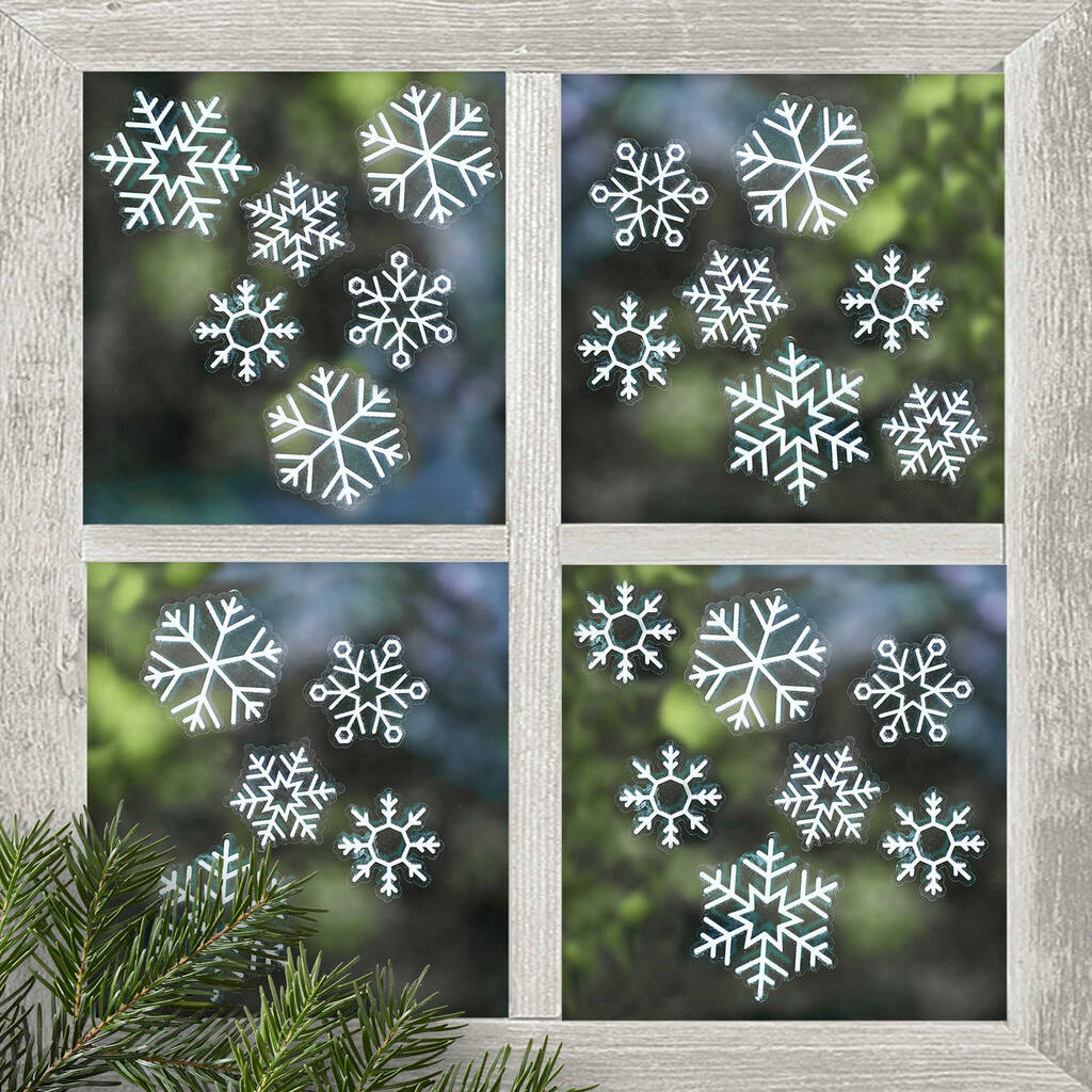 24 X Christmas Window Stickers Snowflakes