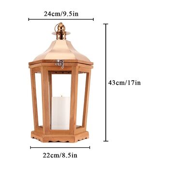 Wood Decorative Lantern Candle Holder With Glass Panels, 6 of 6