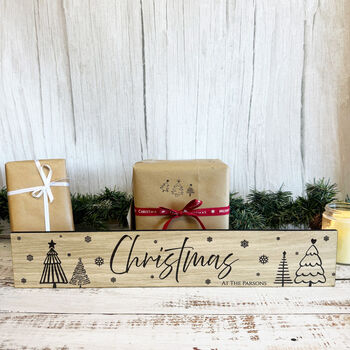 Personalised Oak Christmas Sign Family Keepsake Decor, 3 of 6