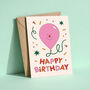 Birthday Balloon Greeting Card Pink, thumbnail 1 of 3
