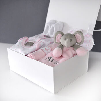Personalised Elephant Comforter And Pink Baby Gift Set, 8 of 12